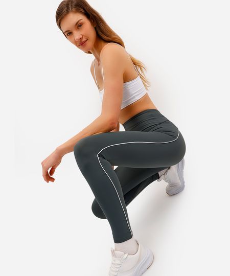 calça legging esportiva ace com nervuras verde M