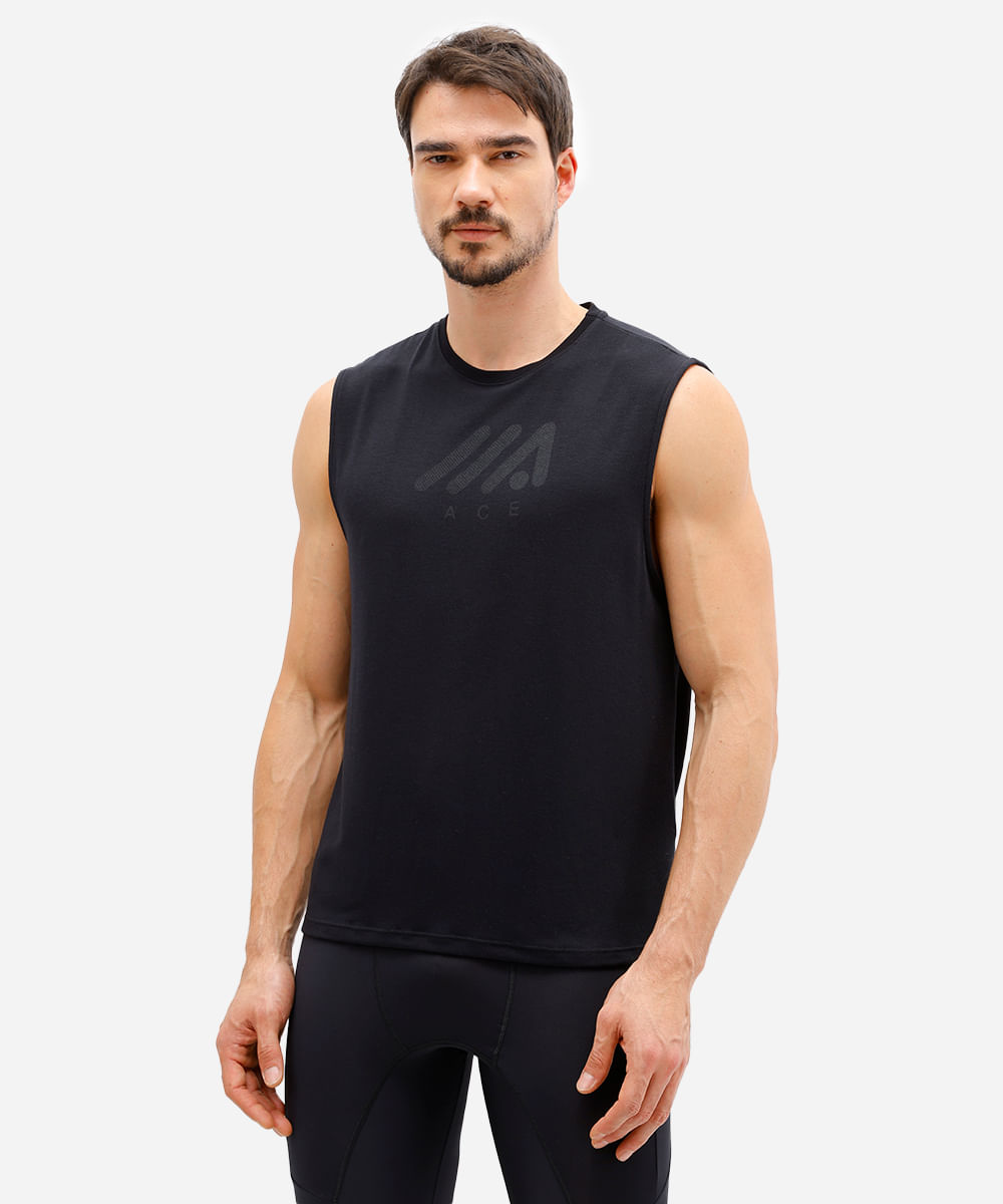regata machão esportiva ace estampada preta