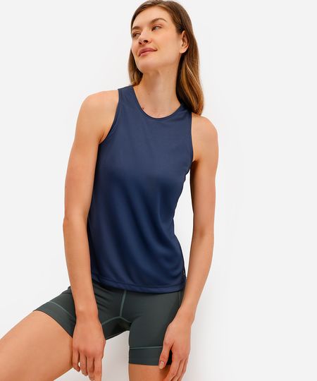 regata feminina esportiva ace com recortes azul GG