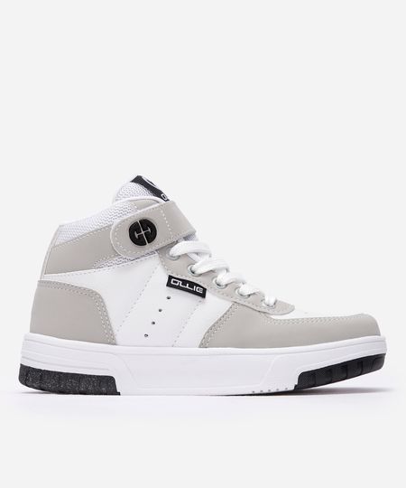 tênis infantil cano alto velcro ollie - cinza 33 tênis infantil cano alto velcro ollie - cinza 33
