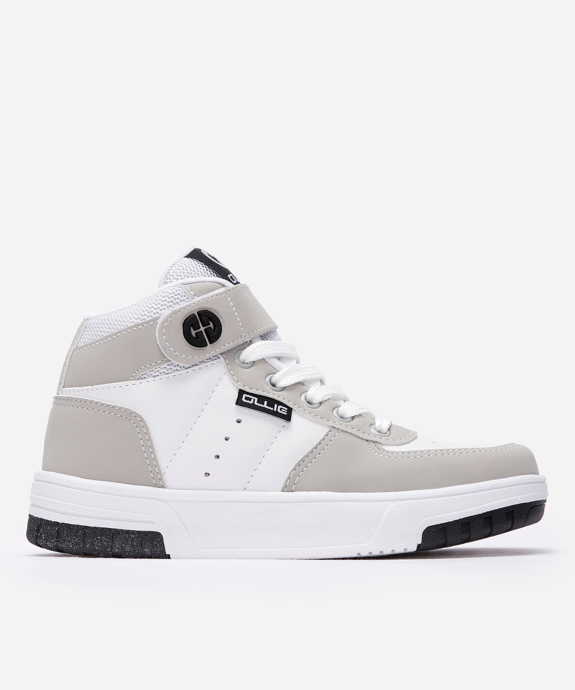 tênis infantil cano alto velcro ollie - cinza