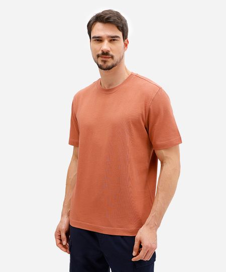 camiseta masculina de algodão manga curta laranja GG
