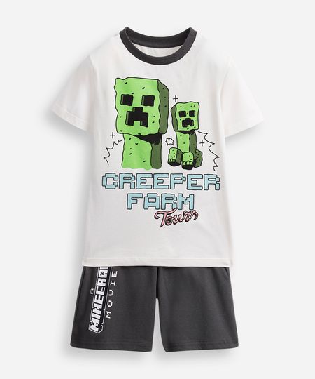 pijama curto infantil de algodão minecraft cinza 6 pijama curto infantil de algodão minecraft cinza 6