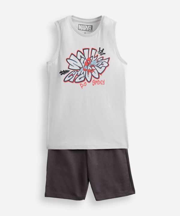 conjunto curto infantil de algodão homem aranha cinza 8