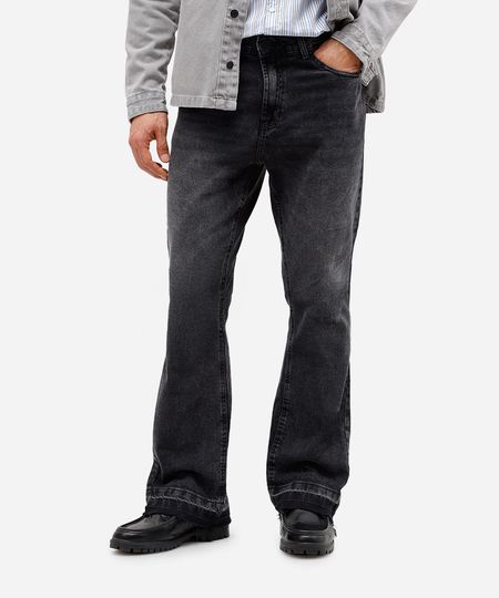 calça flare masculina jeans preta 38