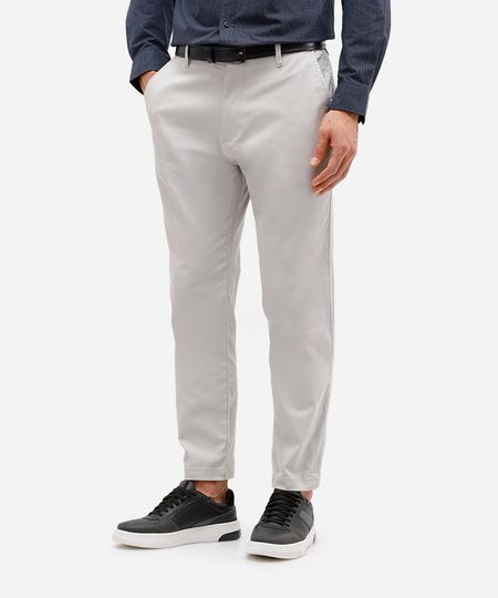 calça slim masculina de sarja cinza 42