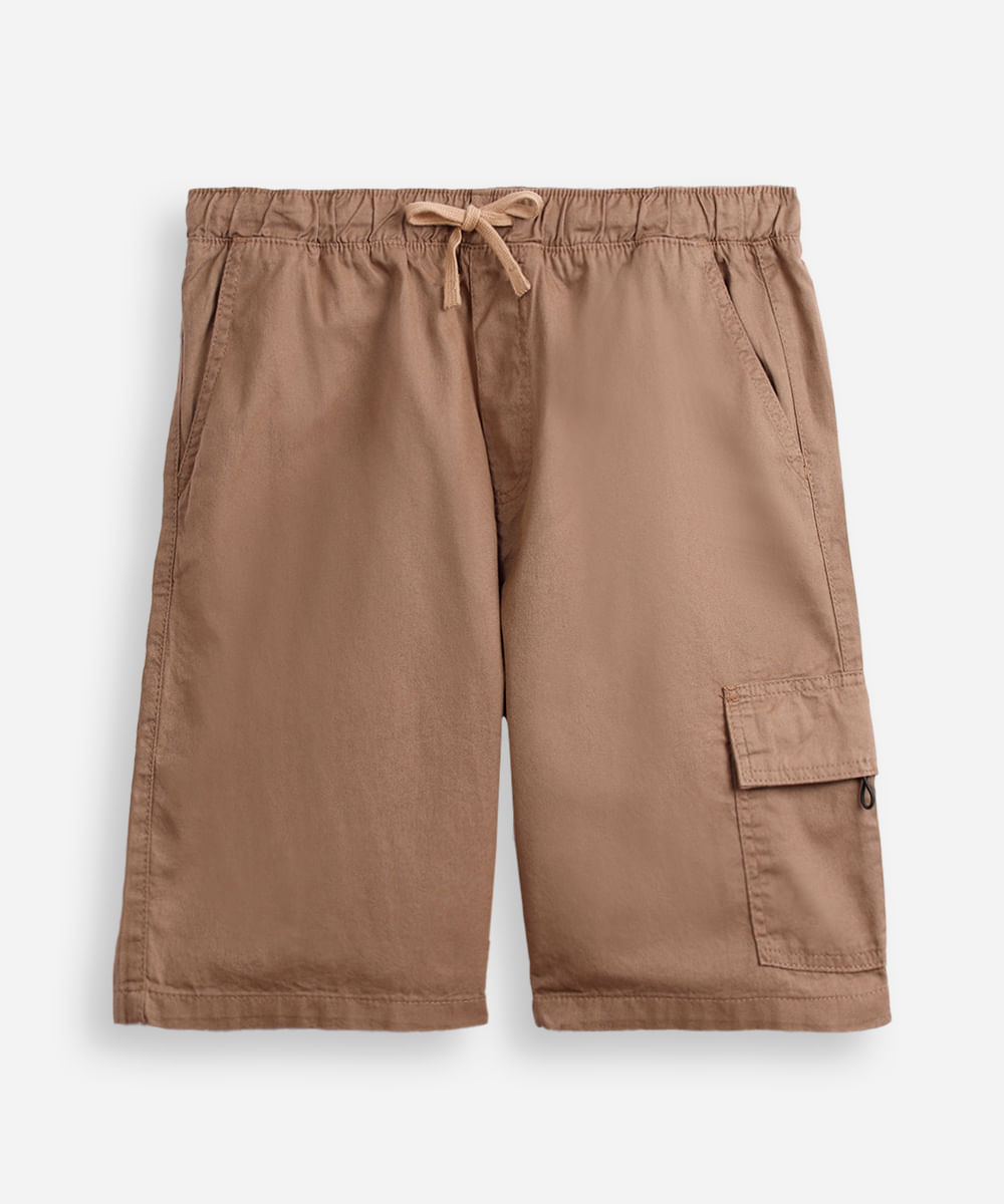 bermuda juvenil baggy sarja cargo marrom