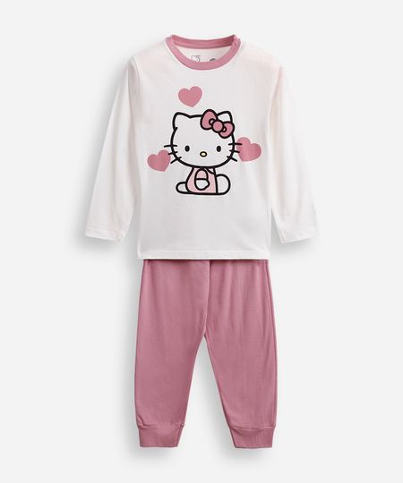 pijama longo infantil hello kitty off white 12