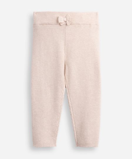 legging infantil tricot laço bege 2