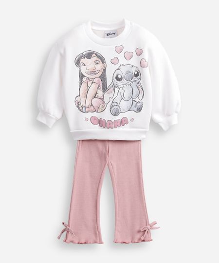 conjunto de moletom infantil stitch off white 1