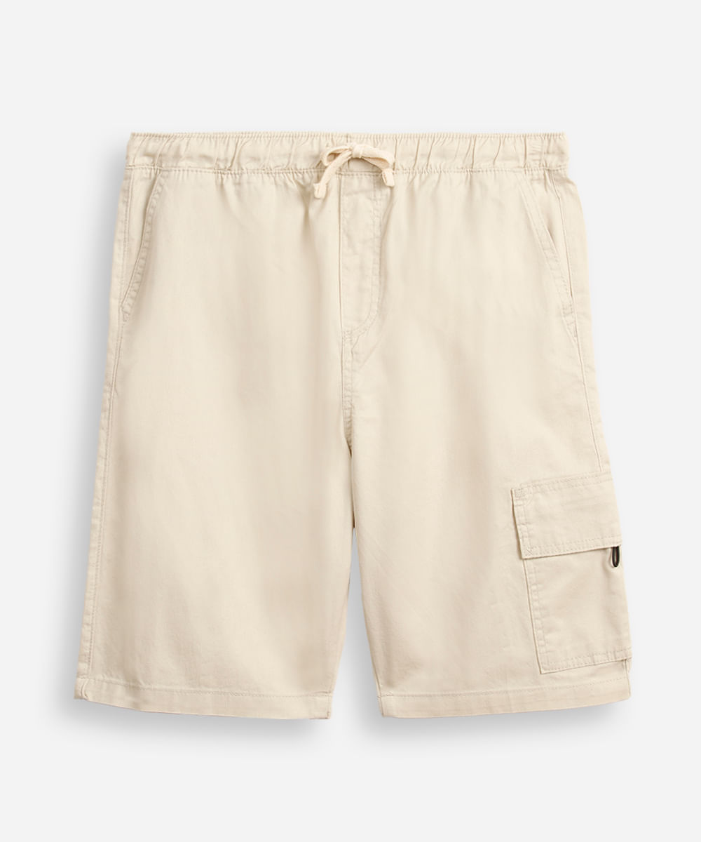 bermuda juvenil baggy sarja cargo bege