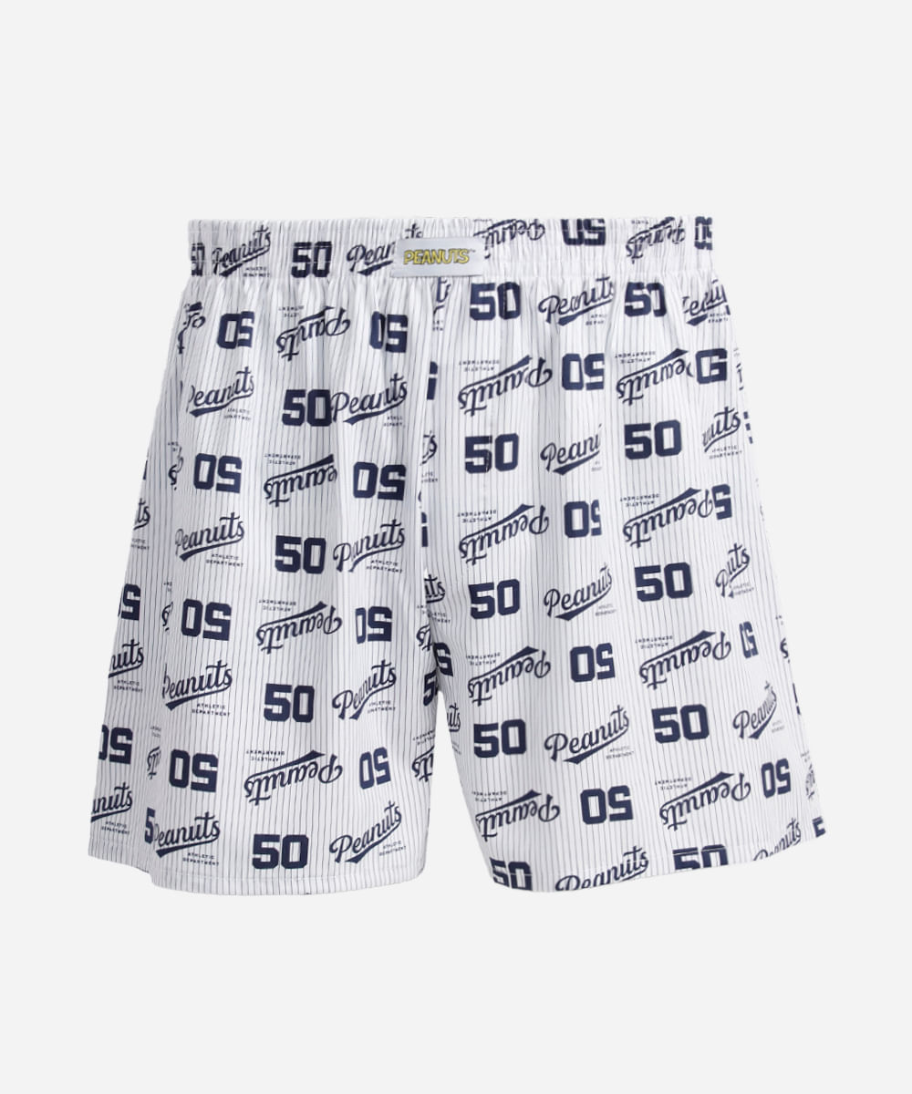 samba canção masculina de algodão peanuts listrada branca