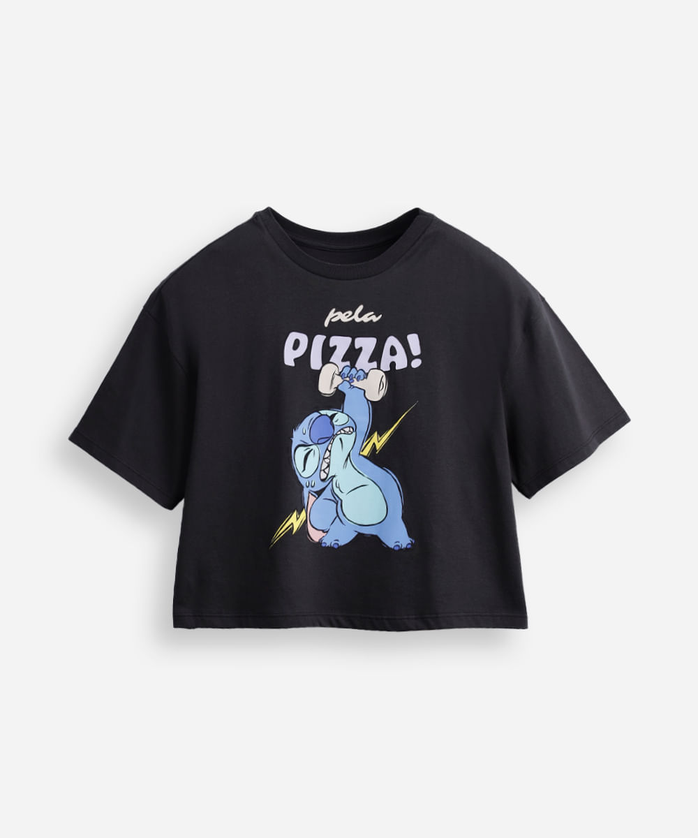 camiseta juvenil oversized stitch cinza