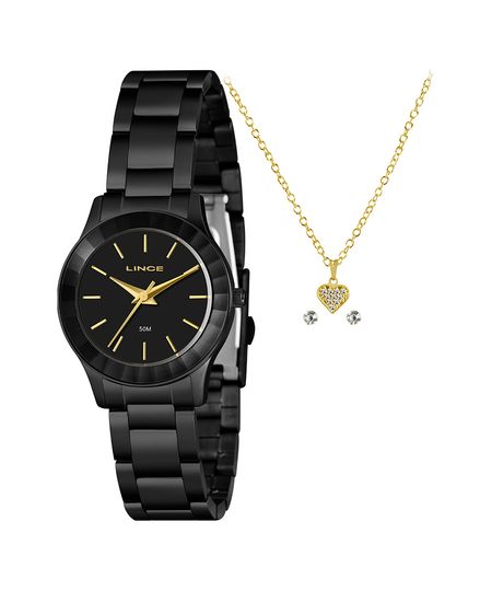 kit relógio feminino lince lrn4775l32ka4dp1px analógico preto UNICO kit relógio feminino lince lrn4775l32ka4dp1px analógico preto UNICO