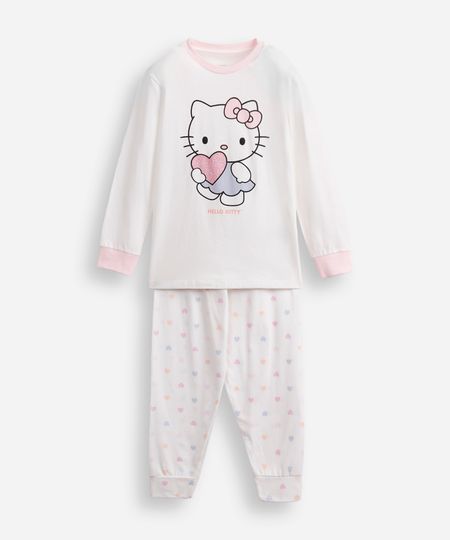 pijama longo infantil hello kitty off white 6
