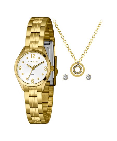 kit relógio feminino lince lrgh179l25k01fb2kx analógico dourado UNICO kit relógio feminino lince lrgh179l25k01fb2kx analógico dourado UNICO