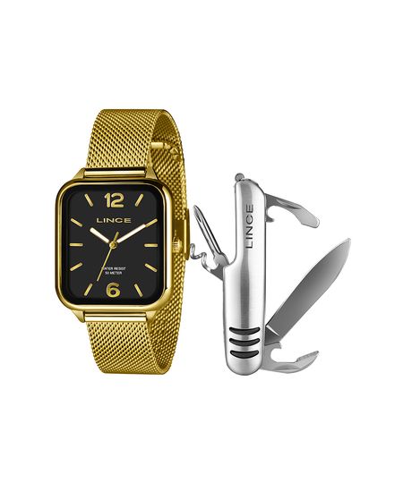 kit relógio masculino lince mqgh213l34ka7op2kx analógico dourado UNICO kit relógio masculino lince mqgh213l34ka7op2kx analógico dourado UNICO
