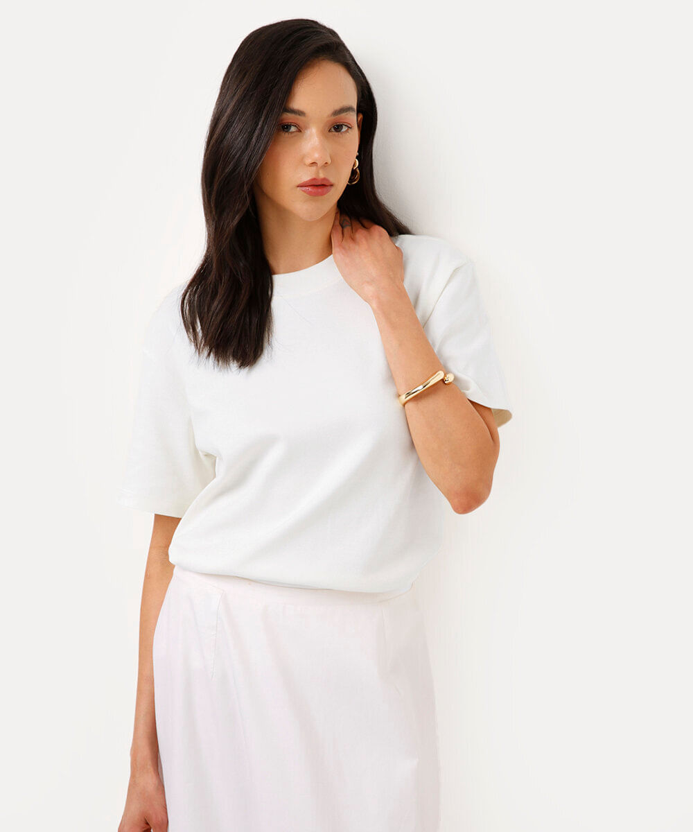 camiseta oversized feminina de algodão peruano interlock off white