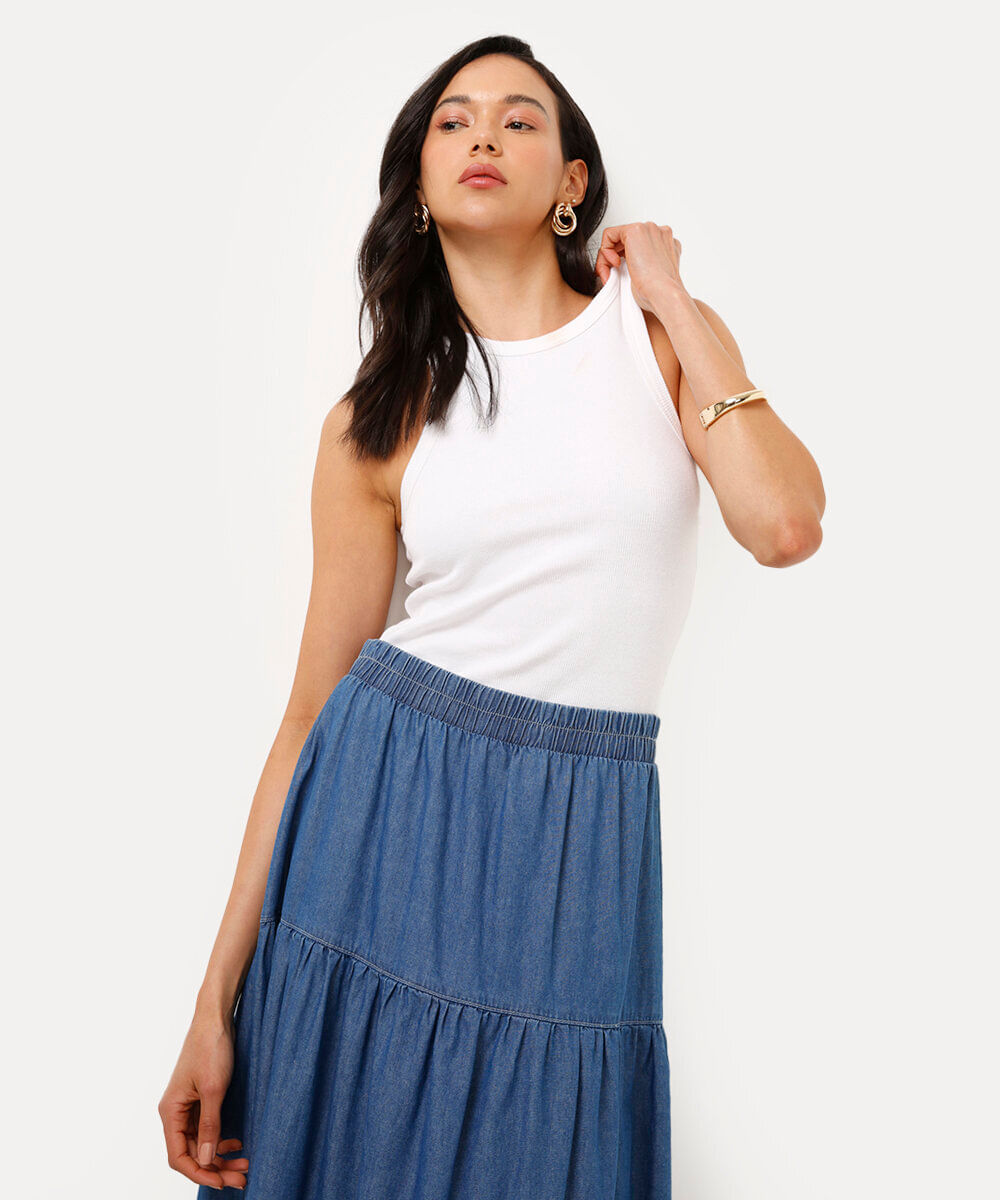 regata de algodão canelada off white