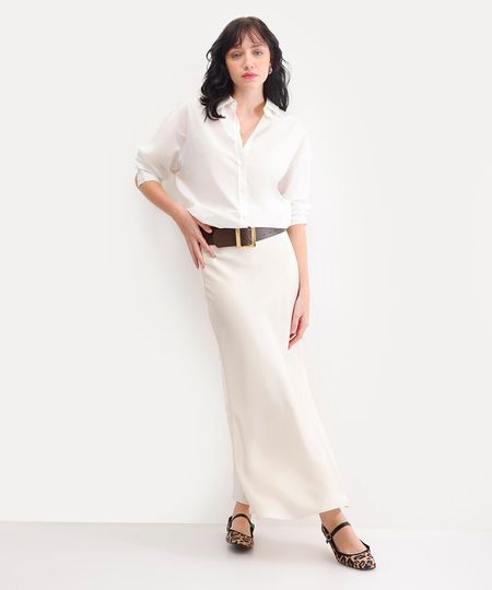 saia midi feminina evasê acetinada bege 46 saia midi feminina evasê acetinada bege 46