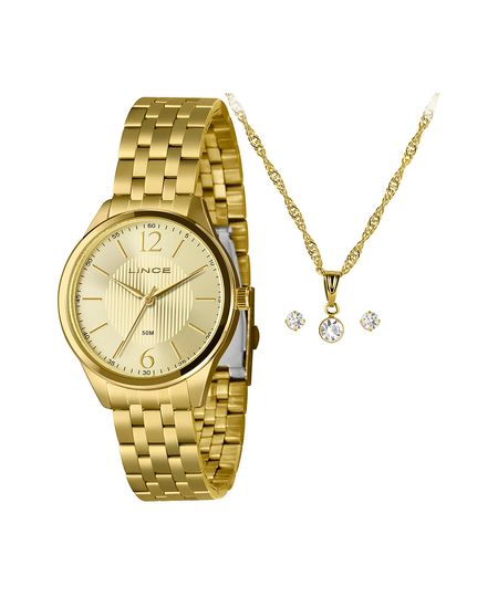 kit relógio feminino lince lrg4787l40ka4fc2kx analógico dourado UNICO kit relógio feminino lince lrg4787l40ka4fc2kx analógico dourado UNICO