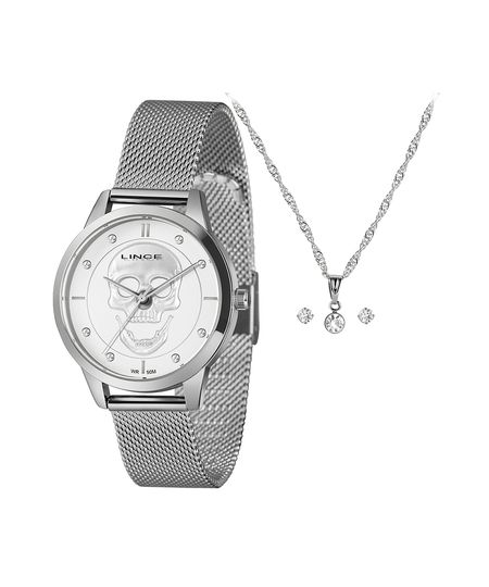 kit relógio feminino lince lrm4809l36ka85s1sx analógico prateado UNICO kit relógio feminino lince lrm4809l36ka85s1sx analógico prateado UNICO