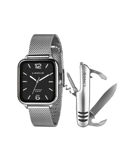 kit relógio masculino lince mqmh213l34ka7pp2sx analógico prateado UNICO kit relógio masculino lince mqmh213l34ka7pp2sx analógico prateado UNICO