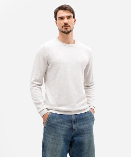 suéter masculino de tricot básico off white P