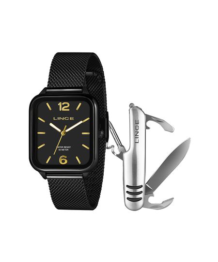 kit relógio masculino lince mqna213l34ka7rpkpx analógico preto UNICO
