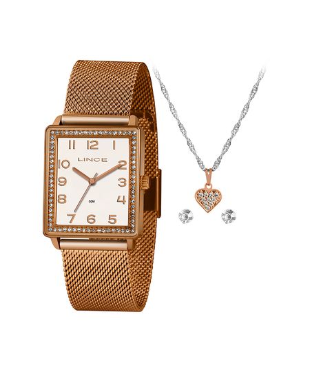 kit relógio feminino lince lqr4665lka4kb2rx analógico rosa UNICO kit relógio feminino lince lqr4665lka4kb2rx analógico rosa UNICO