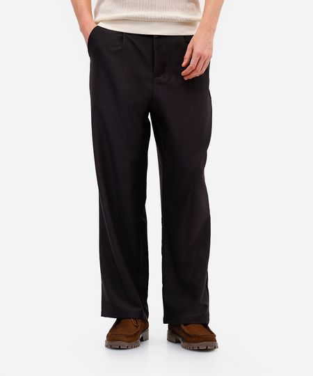 calça masculina de alfaiataria com pregas preta 38