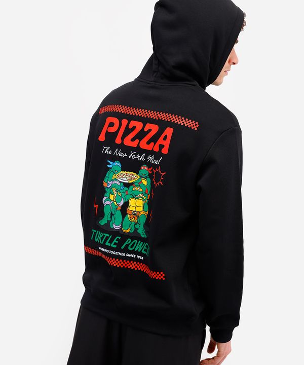 blusão masculino de moletom felpado tartarugas ninjas com capuz preto P