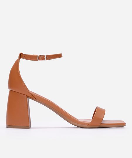 sandália feminina salto bloco - caramelo 35