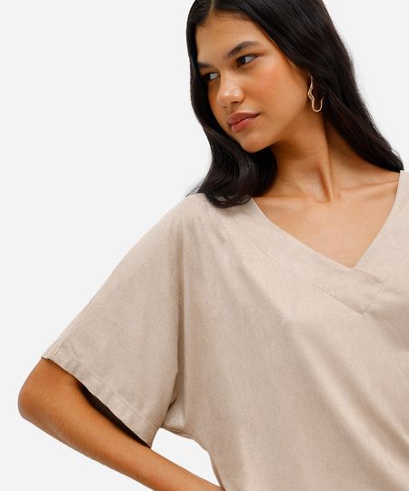 blusa feminina de suede decote v cinza P blusa feminina de suede decote v cinza P