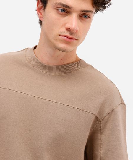 camiseta masculina de algodão com recortes bege P camiseta masculina de algodão com recortes bege P