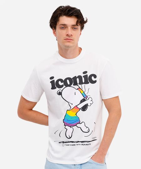 camiseta masculina de algodão snoopy pride off white PP