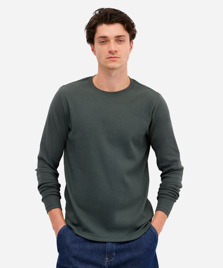 blusa masculina de algodão slim fit manga longa verde M blusa masculina de algodão slim fit manga longa verde M