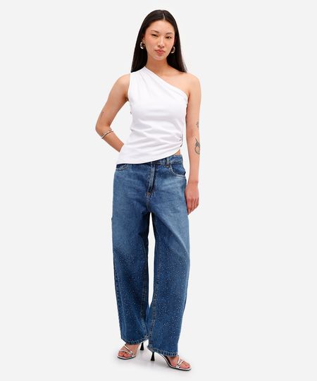 calça feminina jeans com brilhos azul 42