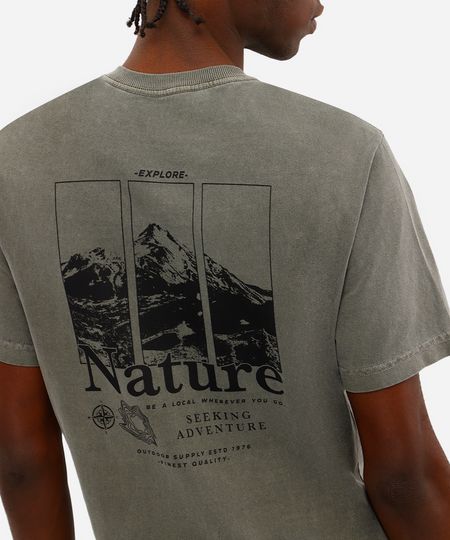 camiseta masculina de algodão nature estonada verde P