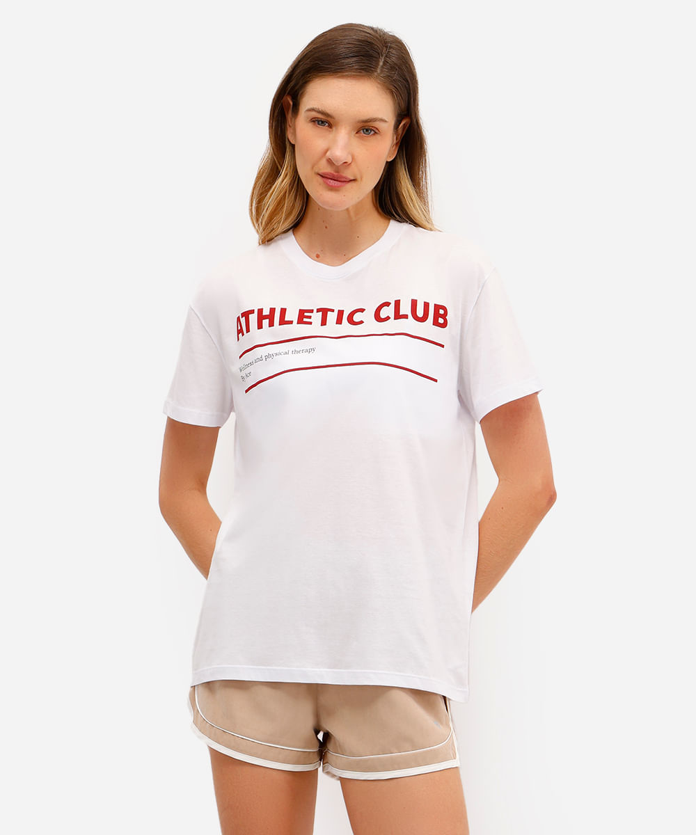 camiseta oversized feminina de algodão ace estampada branca