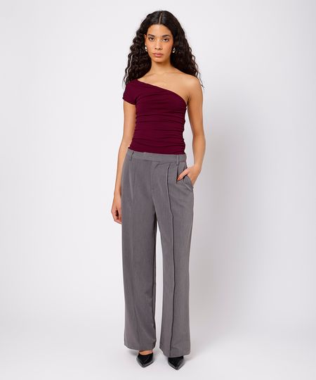 calça feminina de alfaiataria mindset cinza 46