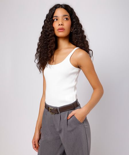 regata feminina canelada mindset off white G