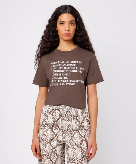 camiseta feminina de algodão estampada mindset marrom PP camiseta feminina de algodão estampada mindset marrom PP