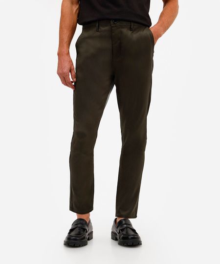 calça chino carrot de alfaiataria masculina verde 38