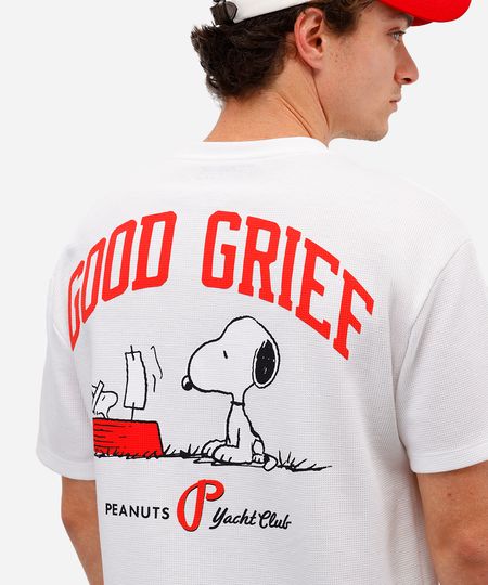 camiseta masculina snoopy texturizada off white PP