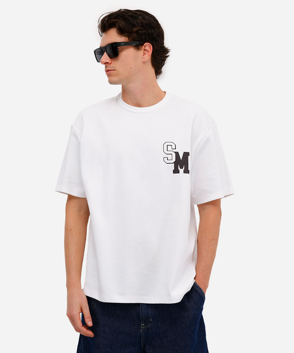 camiseta masculina de algodão estampada off white