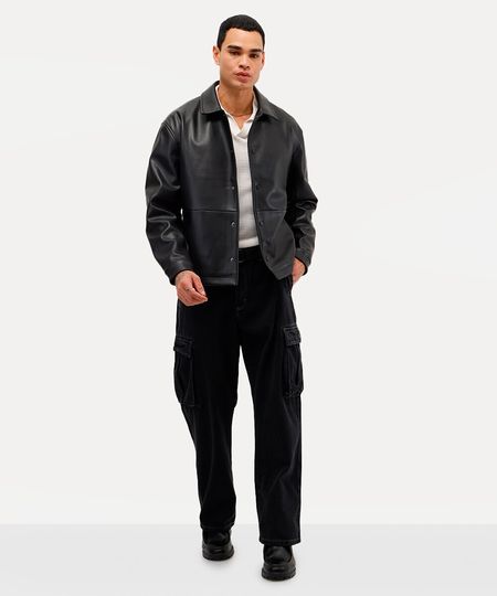 calça jeans wide leg cargo preta 36 calça jeans wide leg cargo preta 36