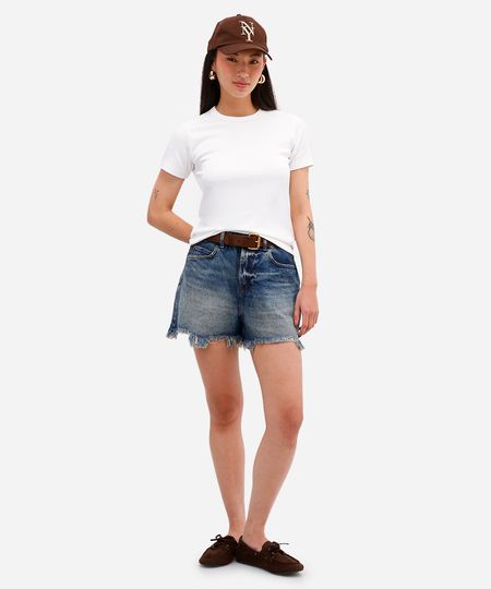 short mom feminino jeans destroyed dirty azul 36 short mom feminino jeans destroyed dirty azul 36