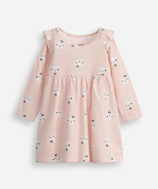 vestido infantil manga longa gatinha rosa 5