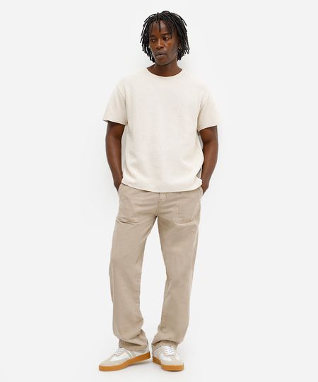 calça jogger masculina de sarja estonada bege 38 calça jogger masculina de sarja estonada bege 38